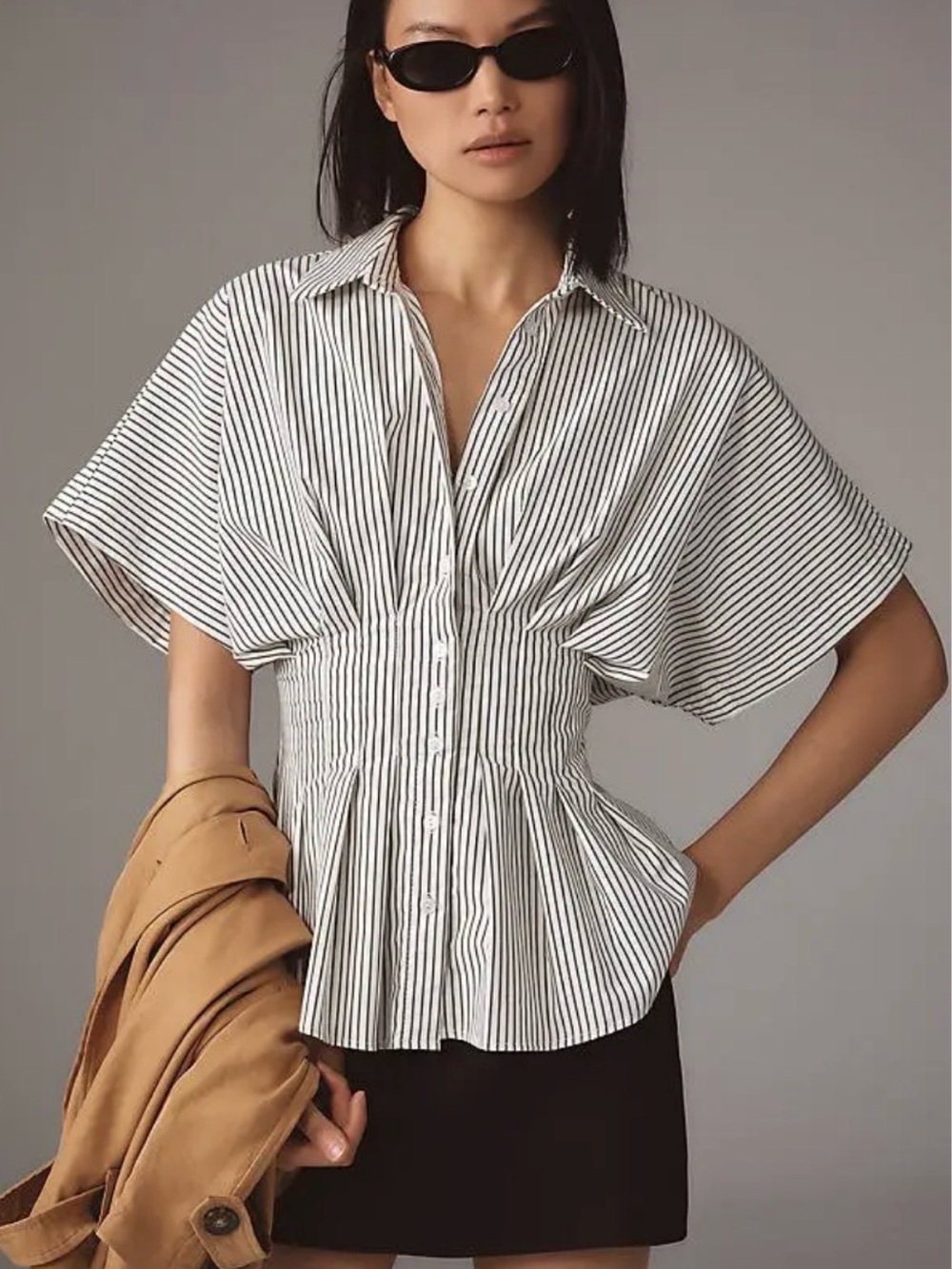 Anthropologie Exquise Tobie Striped Button-Down Blouse